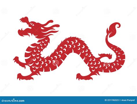 Red Chinese Zodiac Animals Papercutting China Dragon Vector Design