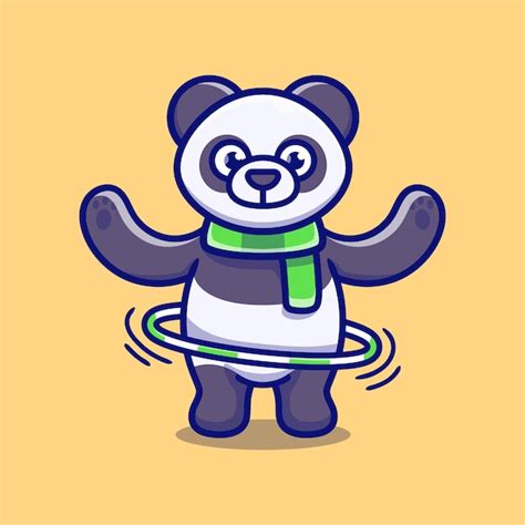Premium Vector Cute Panda Playing Hula Hoop