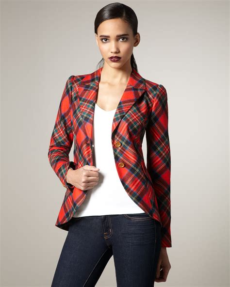 Lyst Smythe Elbow Patch Plaid Blazer In Red