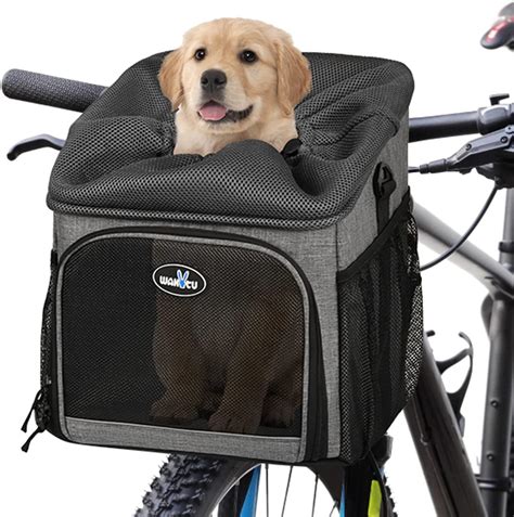 Wakytu Dog Bike Basket Carrier Pet Bicycle Front Carrier Backpack For
