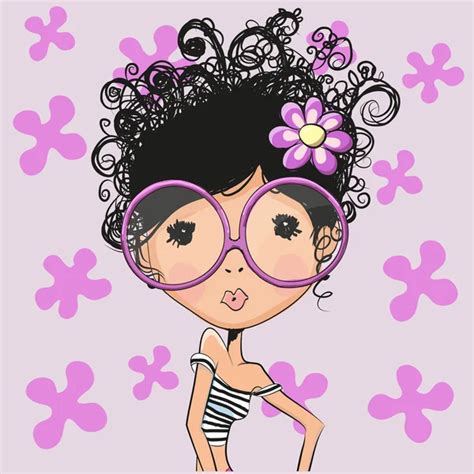 ᐈ Chica Con Lentes Imágenes De Stock Dibujos Chica Con Gafas