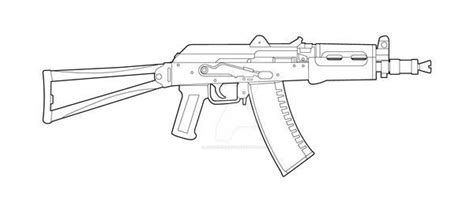 Aks 74u Lineart By Masterchieffox On Deviantart Guns Drawing Easy