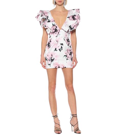 Alexandre Vauthier Cotton Floral Printed Mini Dress In White Lyst