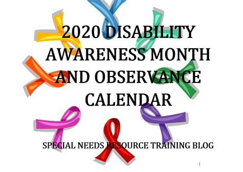 2020 Disability Awareness Month And Observance Calendar Special Needs
