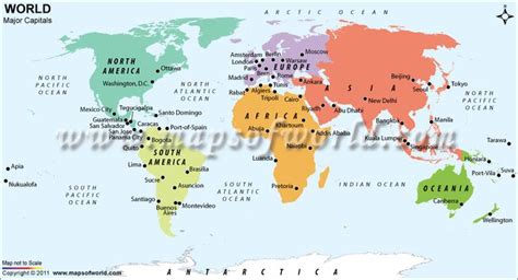 Capitals Of The World World Map Continents Map World Map