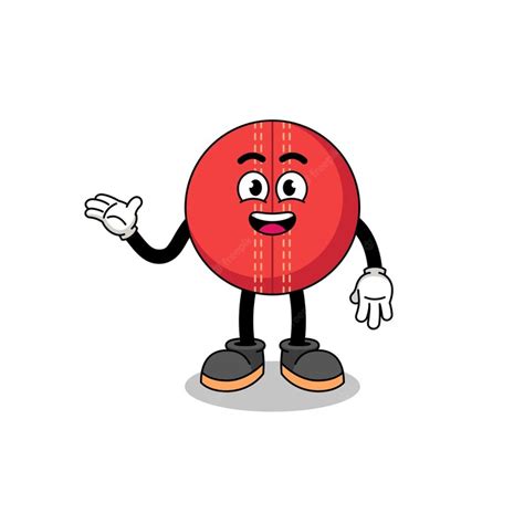 Premium Vector Cricket Ball Cartoon With Welcome Pose Character Design