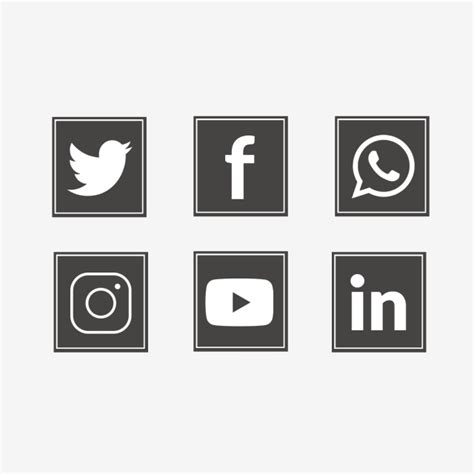 Social Media Icon Set Grey Facebook Whatsapp Youtube Facebook Icons