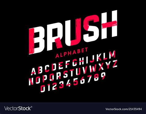 Brush Stroke Font Alphabet Letters And Numbers Vector Image