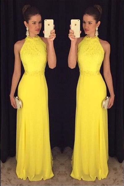 Yellow Halter Prom Dressescharming Prom Gownsevening Dresses