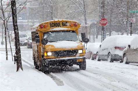 School Buses Students Brave Harsh Winter Weather School
