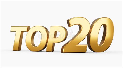 3d Golden Shiny Top 20 Text Top Twenty 3d Text Isolated On White