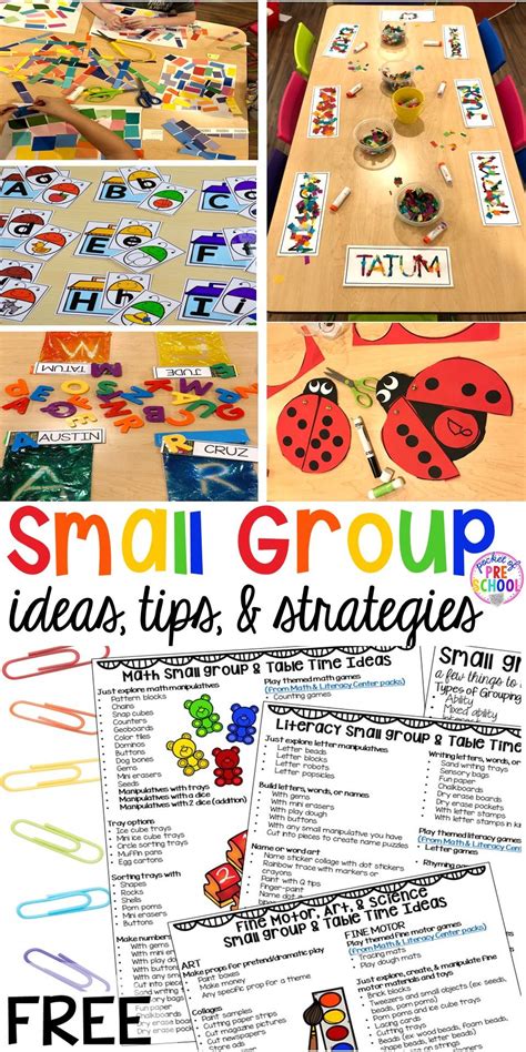 This is especially true for counting activities or projects that involve small pieces, which may present for preschoolers who are learning to read, word families show how one group of sounds can form different words. All About Small Group Time - FREE Printable Idea List ...