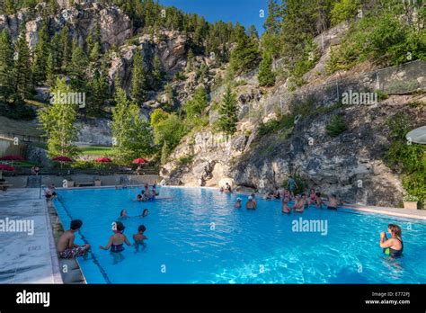 Hot Water Pool For Soaking Outdoors At Radium Hot Springs Resort At Kootenay National Park