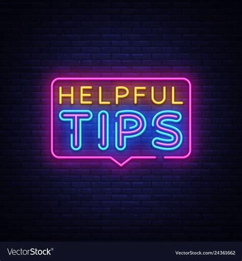 Helpful Tips Neon Text Helpful Tips Neon Vector Image