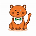 Lindo gato rojo, caricatura de arte lineal, boceto animal. ilustración ...