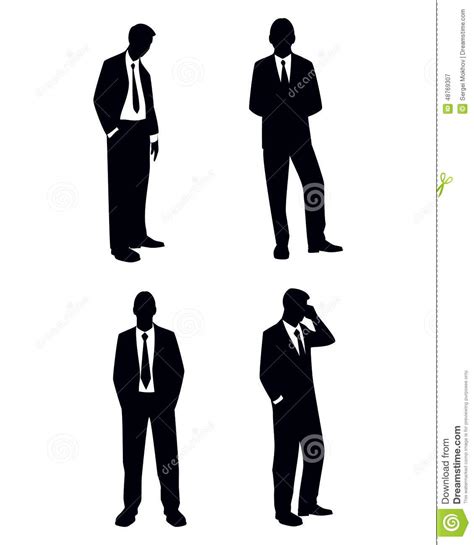 Four Businessman Silhouettes Stock Vector Illustration Of Collection