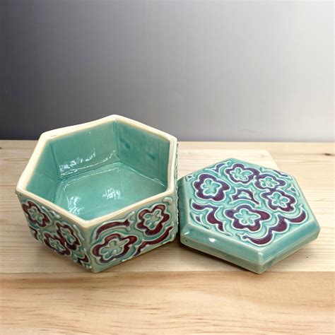 Ceramic Treasure Box Jewelry Organizer Art Nouveau Etsy