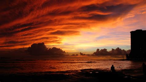 Red Sunset with Cloudy Sky over Beach | BEACH