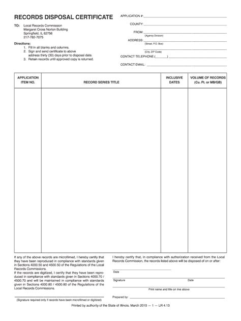 Certificate Of Disposal Template Form Fill Out And Sign