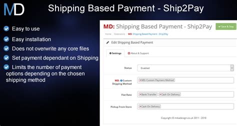 Opencart Shipping Based Payment Ship2pay