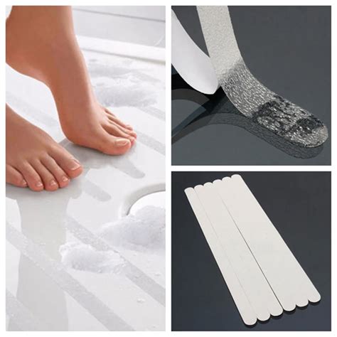 New 6pcs Anti Slip Bath Grip Stickers Non Slip Shower Strips Pad Flooring Safety Tape Mat