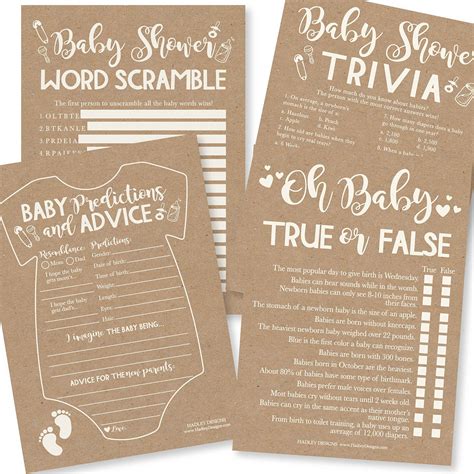 Buy 50 Rustic Baby Shower Games Gender Neutral 4 Games Double Sided