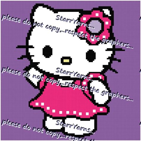 Pretty Cat Baby Crochet Graph Blanket Pattern Etsy Hello Kitty