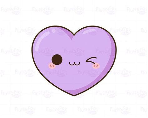 Kawaii Heart Clipart Cute Hearts Clip Art Valentine Love Etsy Heart