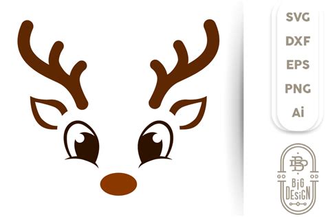Christmas SVG - Cute Reindeer SVG , Boy Reindeer face SVG By Big Design