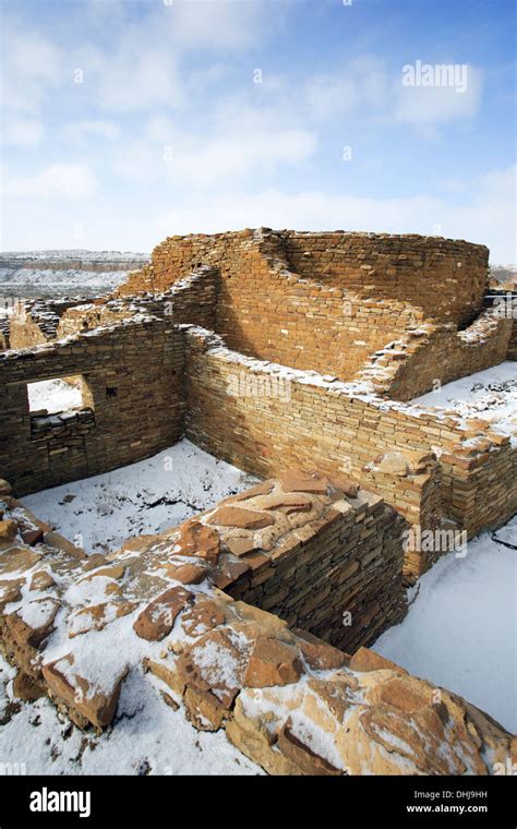 Chetro Ketl Great House Under Snow Chaco Culture National Historical
