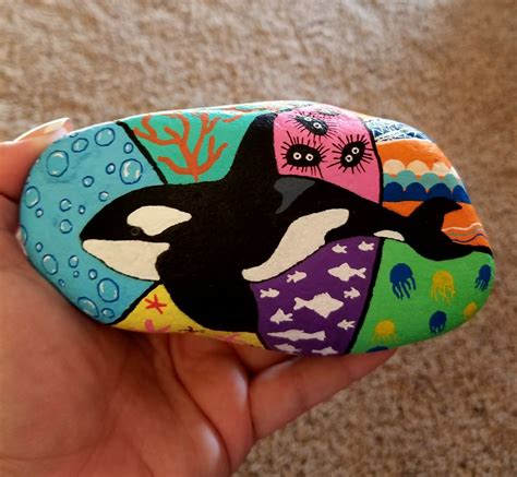 Korbysrocks Orca Whale Painted Rock Whale Painting Painted Rock