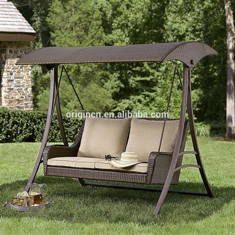What kinds of outdoor hanging chairs are available? 2016 England Style Rattan Garden Swing With Canopy Outdoor ...