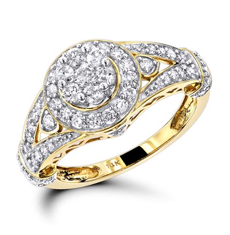 Ladies Diamond Rings 14k Cluster Diamond Ring 10 Ct