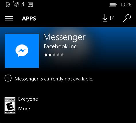 Facebook Messenger Windows 10 Mobile App Is Currently Unavailable From