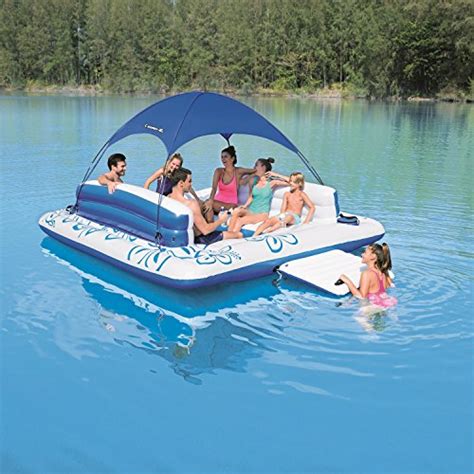 Tropical Floating Island With Canopy Giant 6 Person Inflatable Raft W