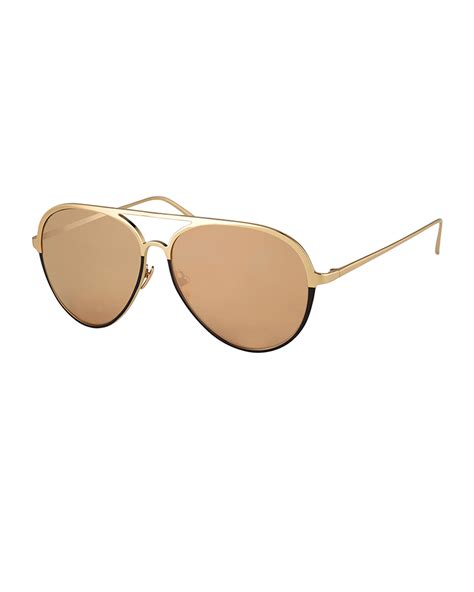 Linda Farrow Two Tone Aviator Sunglasses