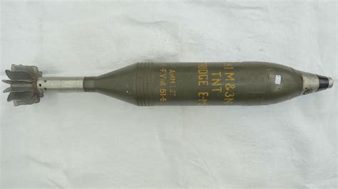 An Inert Wwii British 81mm Mortar Shell With 81m And 3m Tnt Cartridge E