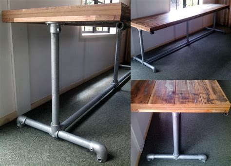 Industrial Dining Table Timber Top And Pipe Legs Felt