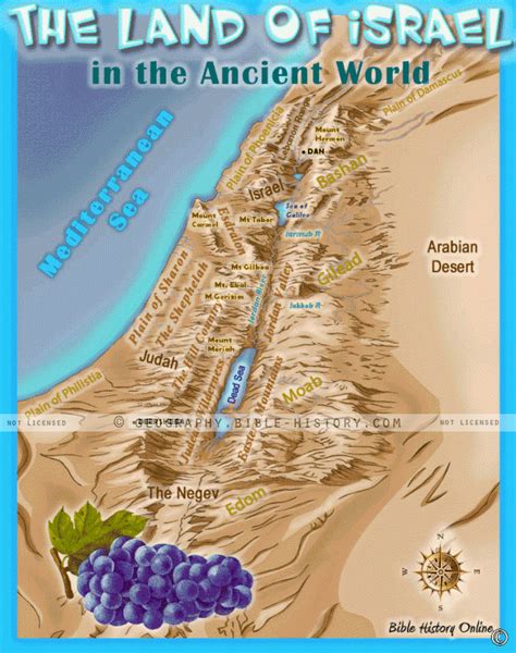 Land Of Ancient Israel Topo Color Map Dpi Year License Bible