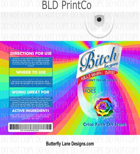 Bitch Be Gone Adult Themed Wrap Rainbow 1 Tumbler Wrap Butterfly