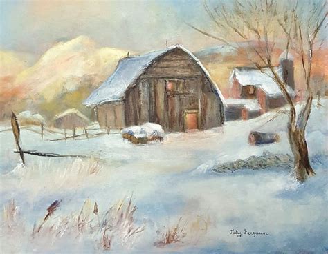 Barn In Winter 8 X 10 Oil On Canvas 8x10 Oil On Canvas Barn Oils