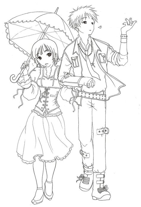 Cute Anime Couples Coloring Pages