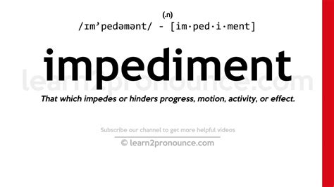 Pronunciation Of Impediment Definition Of Impediment Youtube
