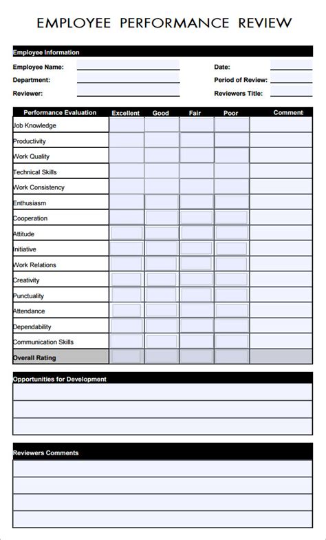 Printable Employee Eval Uation Form Printable Forms Free Online