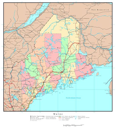 Large Regions Map Of Maine State Maine State Large Re