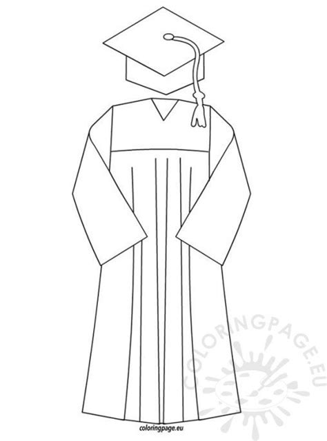 Graduation Cap And Gown Template Coloring Page