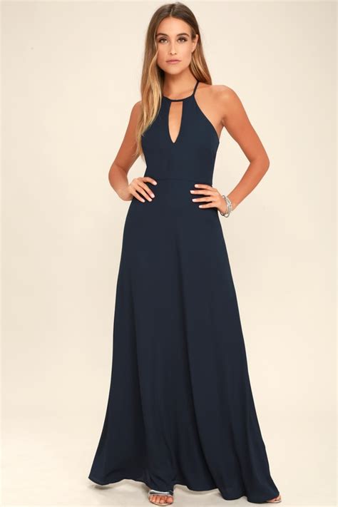 Lovely Navy Blue Dress Maxi Dress Gown Formal Dress Lulus