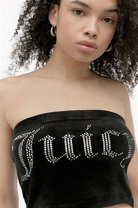 Juicy Couture Uo Exclusive Rhinestone Logo Black Tube Top Black Tube Top Juicy Couture Tube