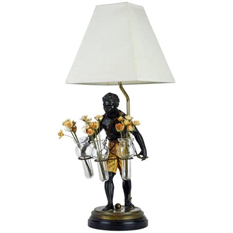 Exotic Midcentury Style Painted Bronze Blackamoor Themed Table Lamp At 1stdibs