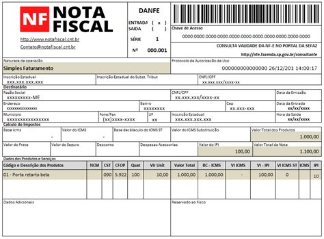 Cfop De Nota Fiscal De Simples Faturamento Image To U